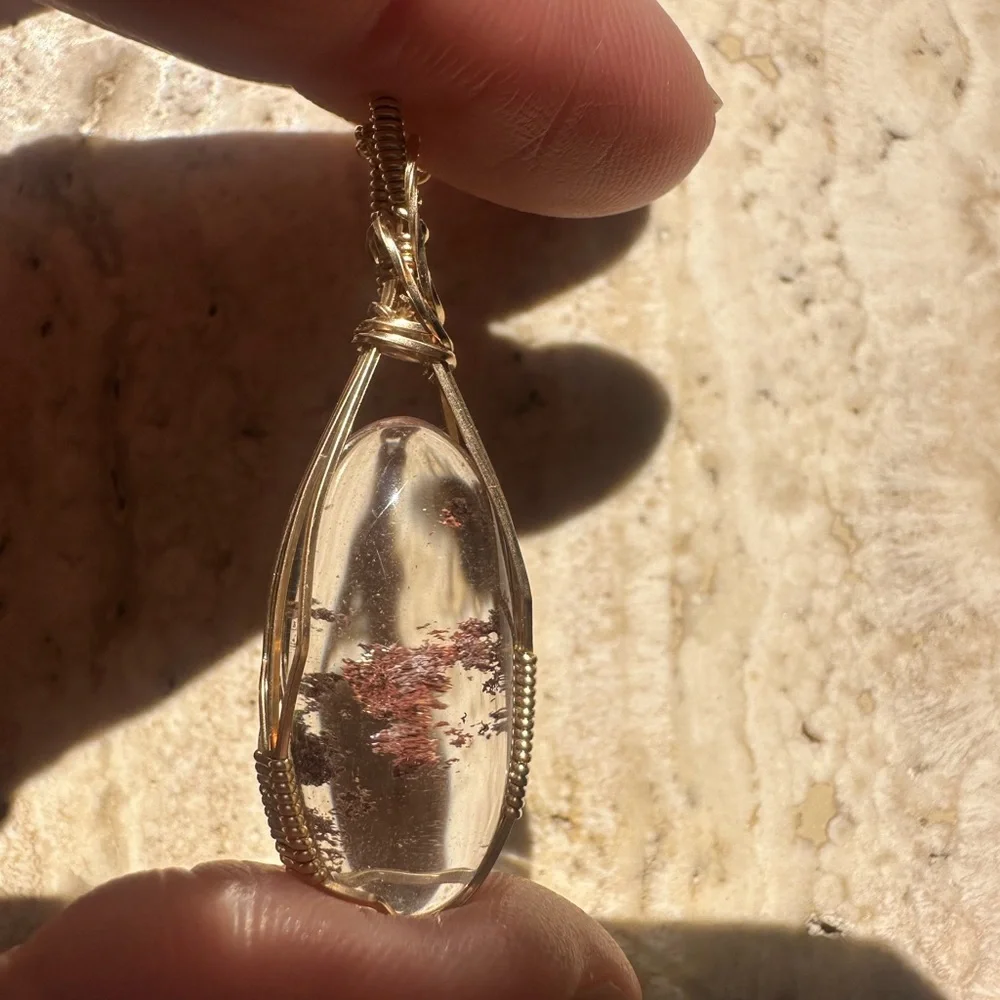 14k Gold Filled Lodolite Garden Quartz Burgundy Inclusions
